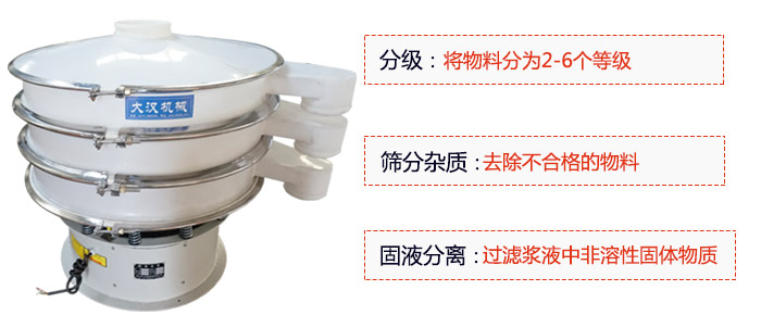 600型聚丙烯妖精视频网站入口优势：分级：将物料京分为2-6个等级。筛分杂质：去除不合格的物料。固液分离：过滤浆液中非溶性固体物质。